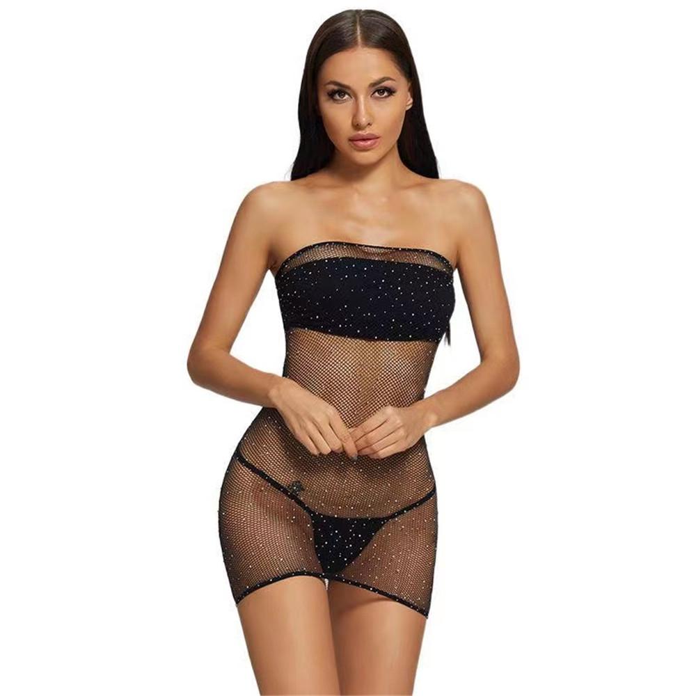 Seksi Kadın Balık Ağı Askılı Sırtı Açık Elbise Düşük Kesim Dar Kalem Sevimli Elbise Büyük Beden Mini Elbise Gece Kulübü Dans Elbisesi Beatchwear