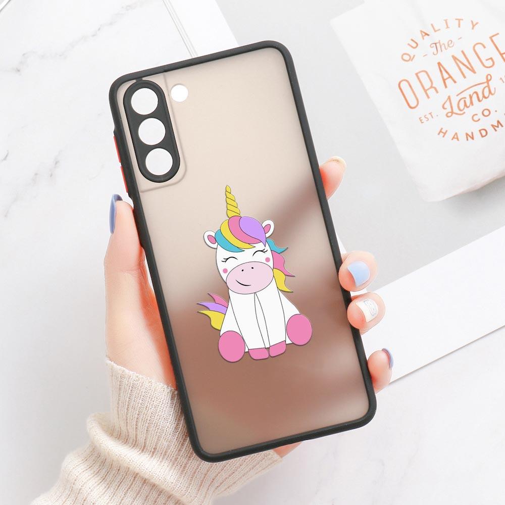 S23 Ultra Case For Samsung Galaxy S23 S22 Ultra S20 S21 FE Plus S10 Lite S24 Phone Case Matte Clear Cover Funny Unicorns Rainbow