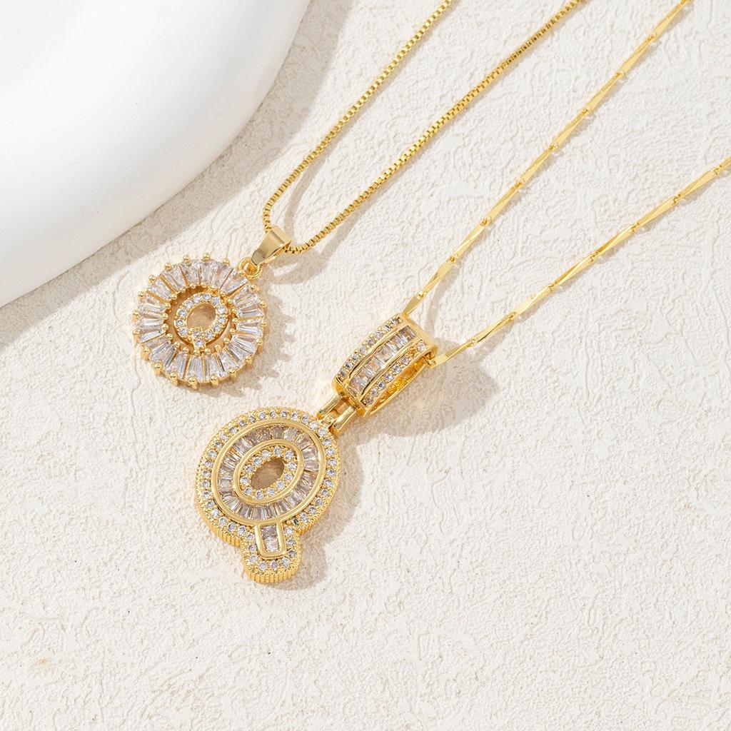 2Pcs Full CZ Zircon Iced Crystal Initial Letter Flower Necklace Women Copper A-Z Alphabet Pendant Couple Jewelry Birthday Gifts