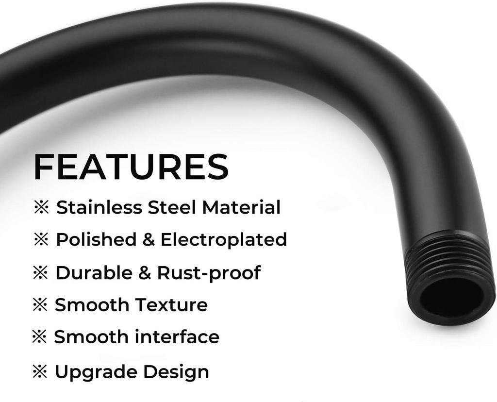 Duschkopf-Rohrverlängerungsarm Edelstahl S-förmiger Duscharm 10,5 Zoll lang Duschsteigrohr Duschenhöhenverlängerer