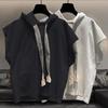 Hooded Sleeveless T-shirt Men's Summer New Plus Size Solid Color Loose All-match Vest Tops Street Casual Fashion Men Clothing
