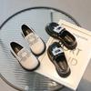 Girls Square Rhinestone Loafers Patent Leather Slip On Shoes for Children Black Loafer Platform Oxford Shoes Kids Flats