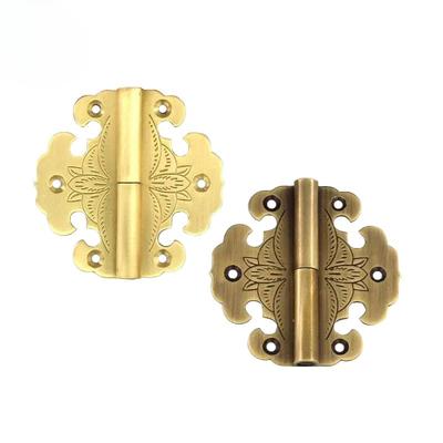 2pcs Chinese-style Furniture Hinges Antique Leather Cases Jewelry Boxes Hinged Flat Open Brass Hinges Furniture Hardware