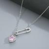 Love Pendant Pin Necklace Safety Needle Necklace Fashion Choker  Women