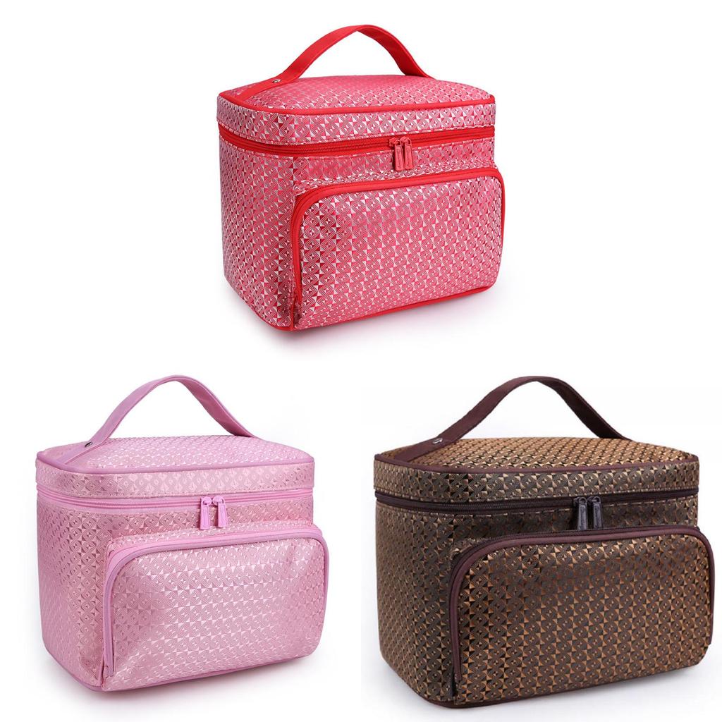 Portable Folding Large Capacity Makeup Bag For Women With Elegant Geometric Patterns In Various Colors