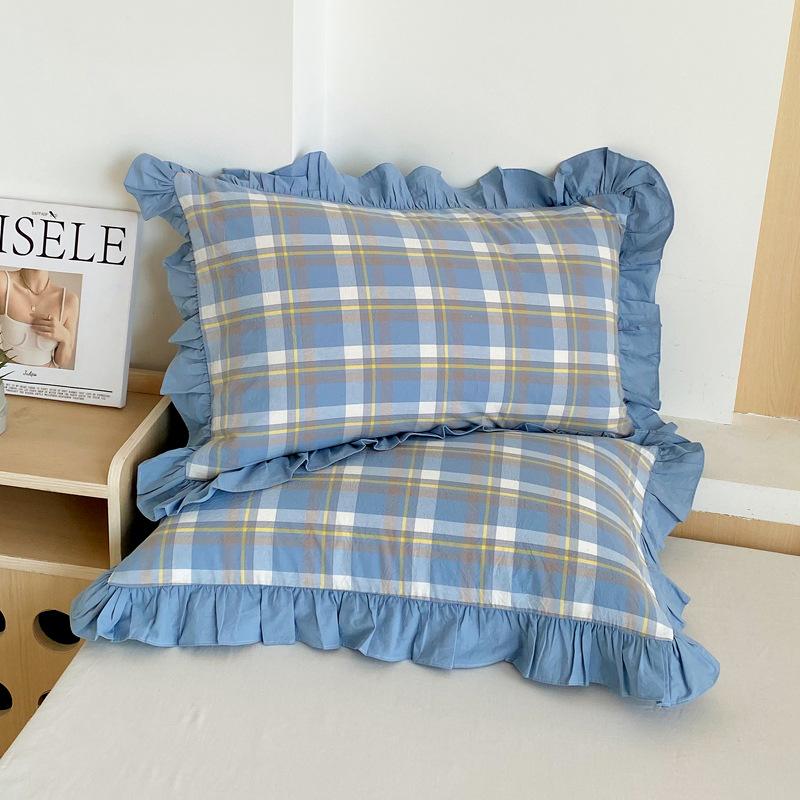 2pcs Fashion French Pillowcase (Without Pillow Core), Soft Breathable Solid Color Lace Pillow Covers, Pillow Protector For Bedroom Sofa Home Decor