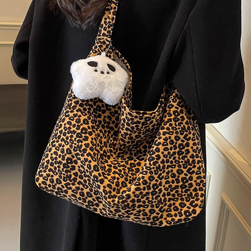 Large Capacity Leopard Print Bag Women New Trendy Fashion Crossbody Bag Women Ins College Students' Class Shoulder Bag Women
