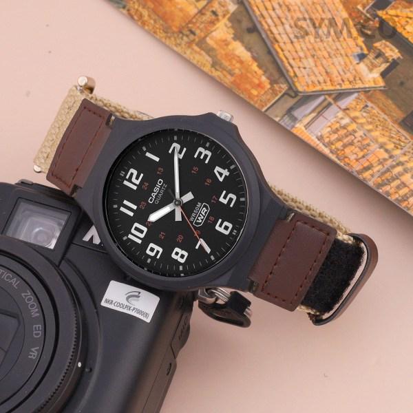 Casio Classic Sports Velcro Outdoor Men's Two-Tone NATO Watch + Battery Exchange Ticket Package