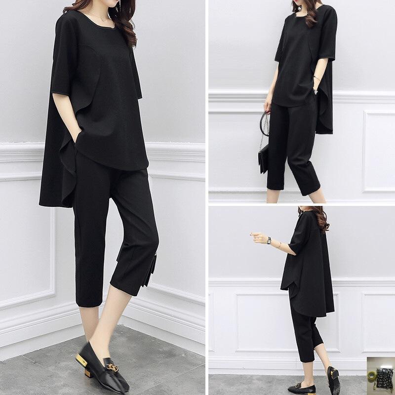 Plus Size Women's Clothing Spring Summer New Trendy Sport Suit Seven Piece Set Chic Women's Summer Outfits For Plump Girls