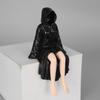 3D Geheimnisvolle Statue Gotische Schwarze Robe Königin Figur Bücherregal Skulptur Gruselige Sitzende Statuen Schreibtisch Ornamente Halloween Geschenke