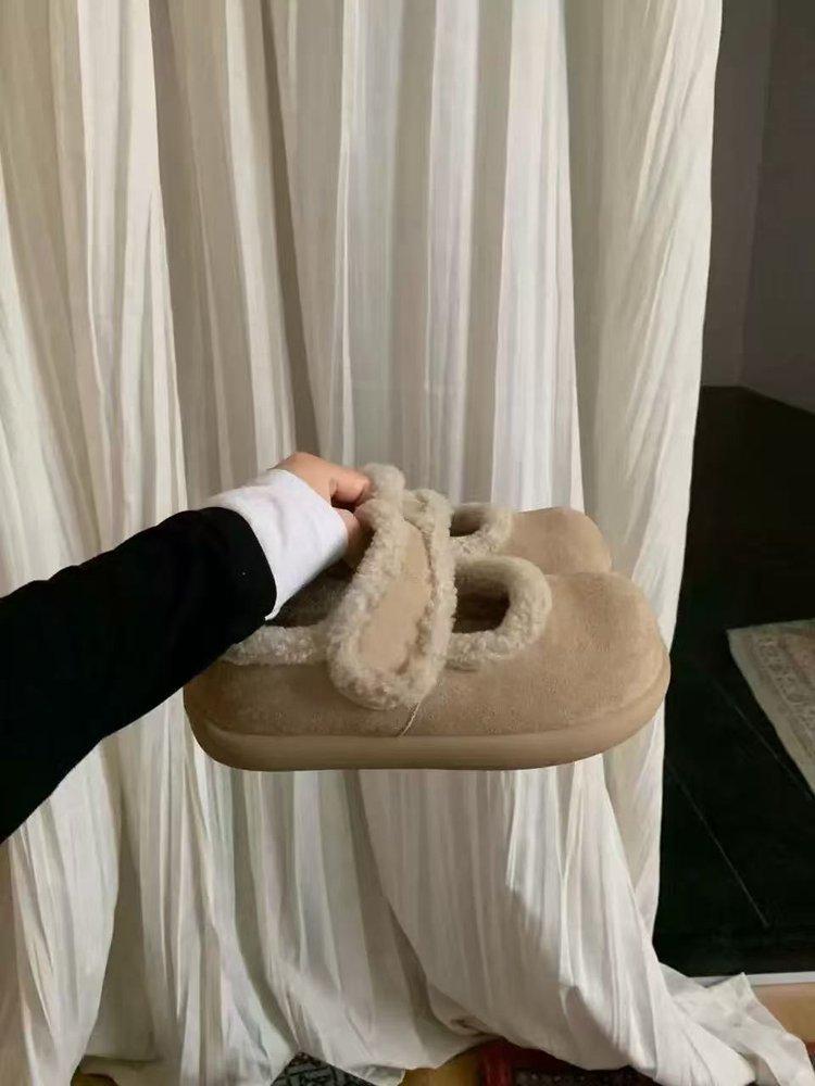 Winter 2025 New Sampo Lamb Fur Potatoes Mary Jane Comfortable Versatile Fur Integrated Snow Cotton Shoes