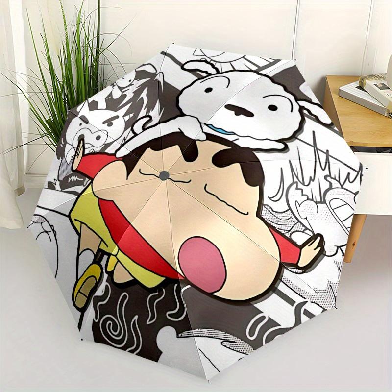 1pc Crayon Shin-chan Automatic Open/close Folding Portable Cute Outdoor Umbrella  with 8-Ribs Structure for Women/Men, All-Season Use   A0901092