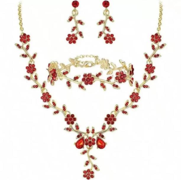 Elegantes Wasserziegel Braut-Halsketten- und Ohrring-Set: Heiß begehrter Hochzeitsschmuck