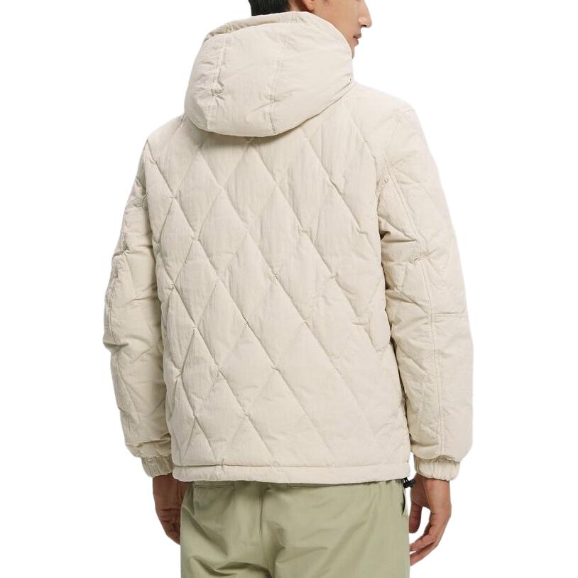 Calvin Klein Minimalist Diamond Quilted Hooded Down Jacket Men Outerwear Off-White J322174-ACF