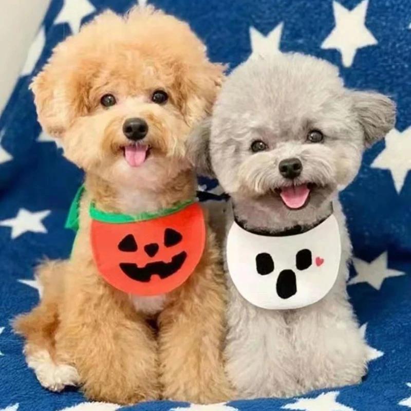 Christmas Dog Scarf Cute Adjustable Puppy Cat Dog Bandana/Bibs Halloween for Small Pets Dog Clothes Cat Clothes Accessories