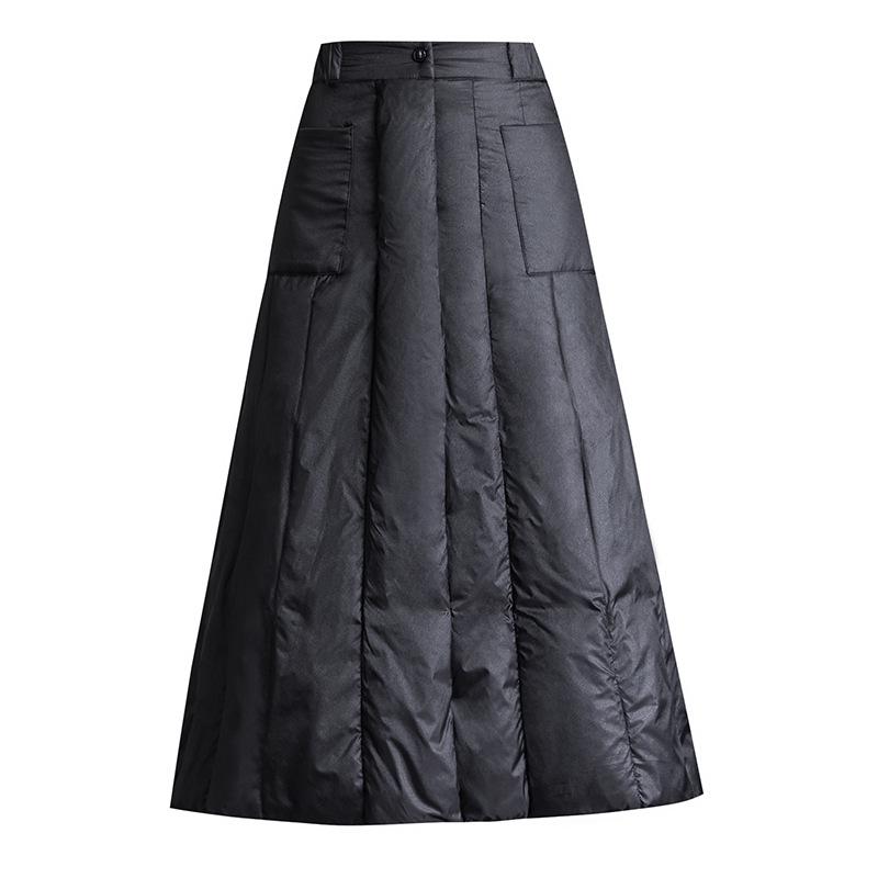 

2019 Winter High-Waist Mid-Length A-Line Duck Down Skirt - Warm, Thick, and Slimming. M чорний