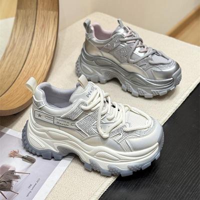 Fashion 2025 Women Mesh Breathable Platform Sneakers Spring Autumn Thick Bottom Sport Shoes Woman Fashion Lace Up Casual Vulcanize Shoes