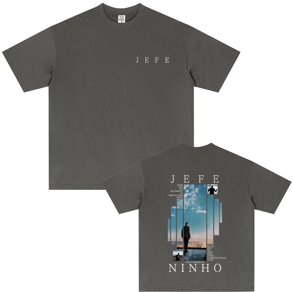 Rap Singer Ninho Jefe Pattern T-shirt 2025 Summer Men's Women's Fashion Super Street Headwear Hip-hop Pop Music Cotton T-shirt