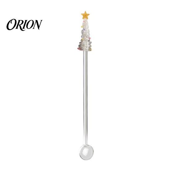 Small Souvenir for Christmas Event Glass Stirring Stick/Spoon, Handmade Tree Topper Decor, Heat Resistant Durable Drinkware Stirrer Decorative Swizzle