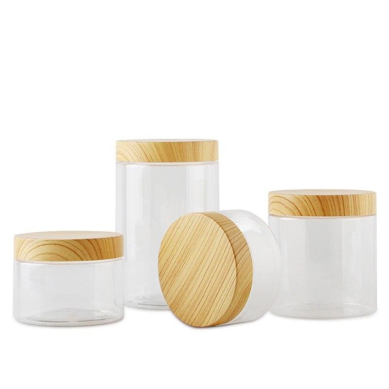 Imitation Wood Grain Sealed Jar Transparent Plastic Food Jar Dried Fruit PET Flower Tea Biscuit Box Food Packaging Bottles