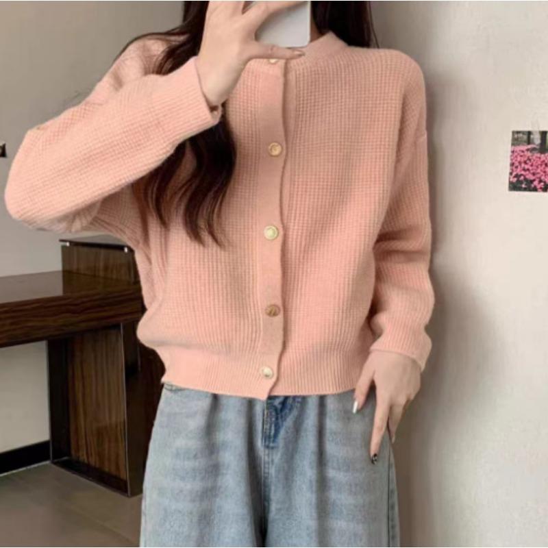 Temperament Knitted Cardigan Women's Autumn and Winter New Solid Color Simple Fashion Versatile Sweater Jacket