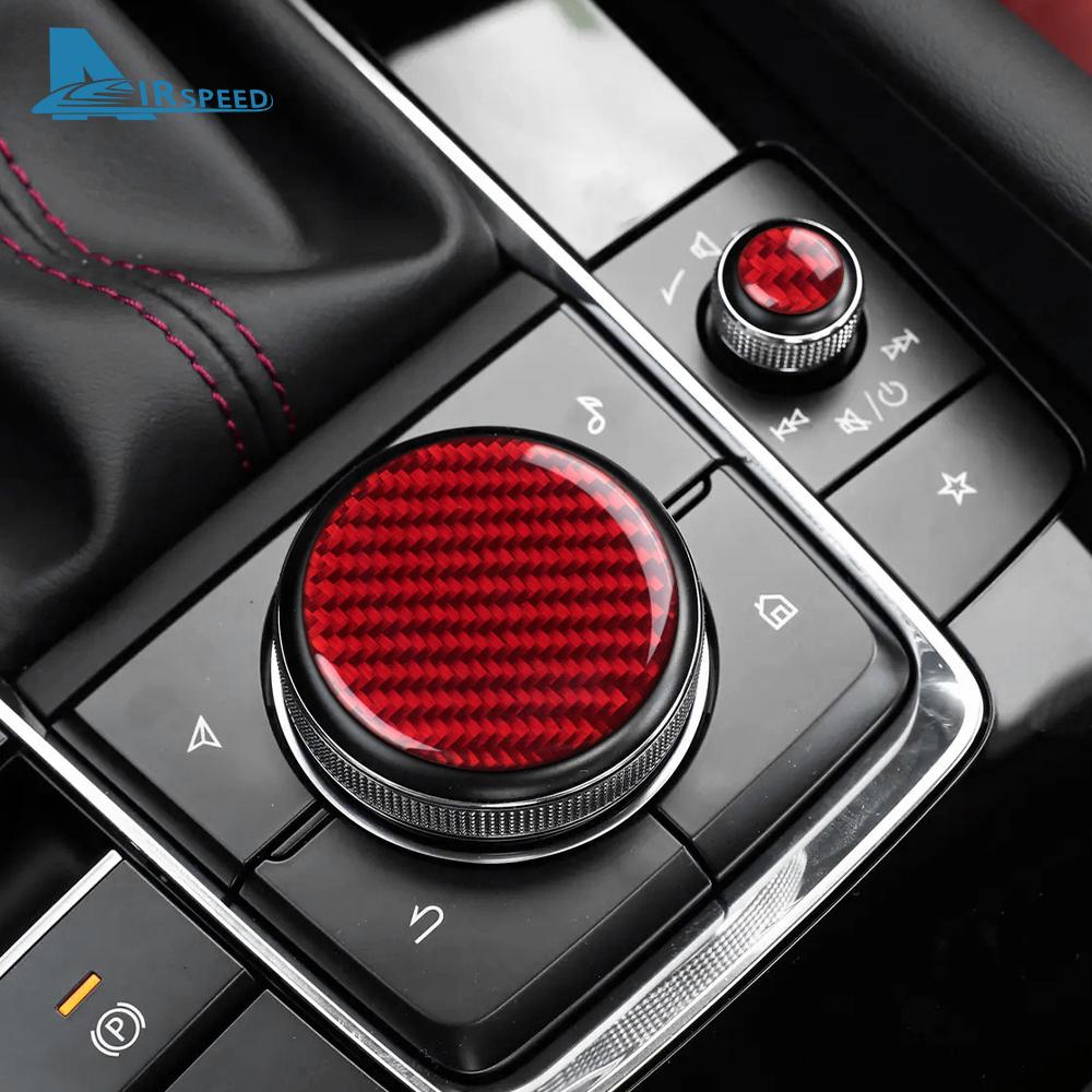 Real Soft Carbon Fiber Sticker For Mazda 3 Axela 2019-2025/CX-30 2020-2025/CX-50 2022-2025 Car Center Control Knob Decor