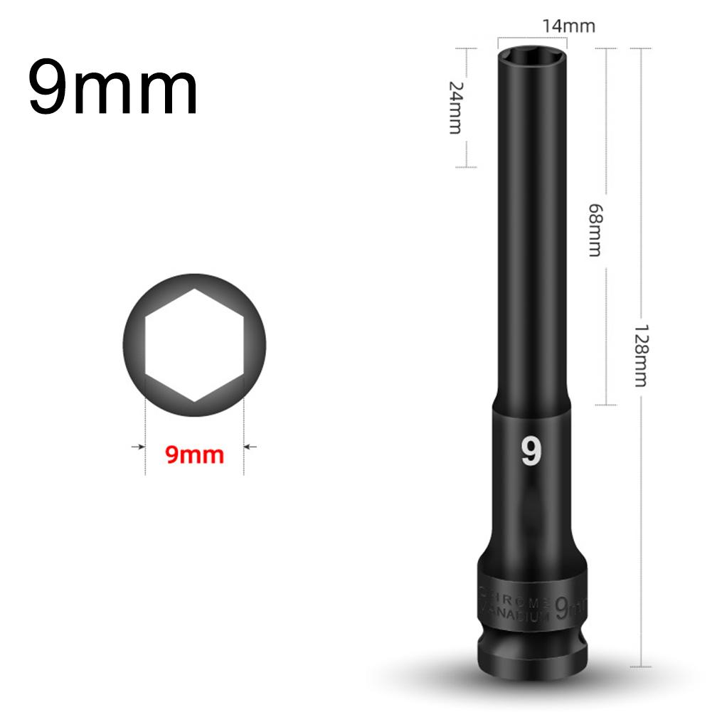 1pc 1/2in Drive Socket Wrench Hex Socket Head 8mm-24mm Adapter Spanner Converter Drive Drill Socket 128mm For Pneumatic Air Tool