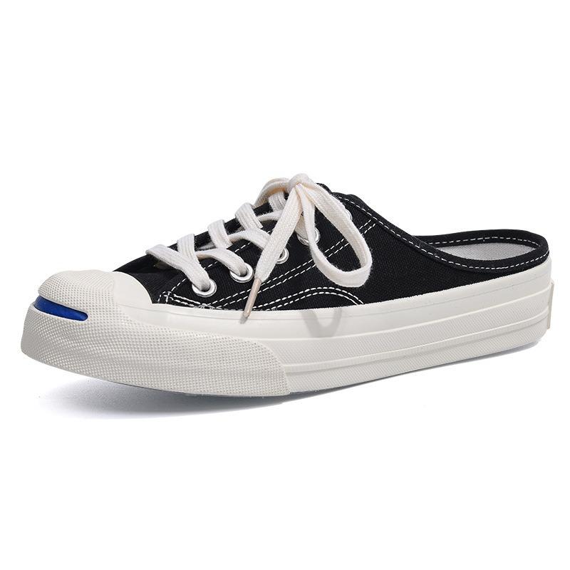 Smile Half-drag Canvas Shoes Women Without Heels New Student Lazy Shoes 303