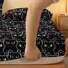 1 Simple Modern Animal Little Cat Printed Matte Fitted Sheet, Bedroom Printed Bed Cover, Bedding (Excluding Pillowcases)