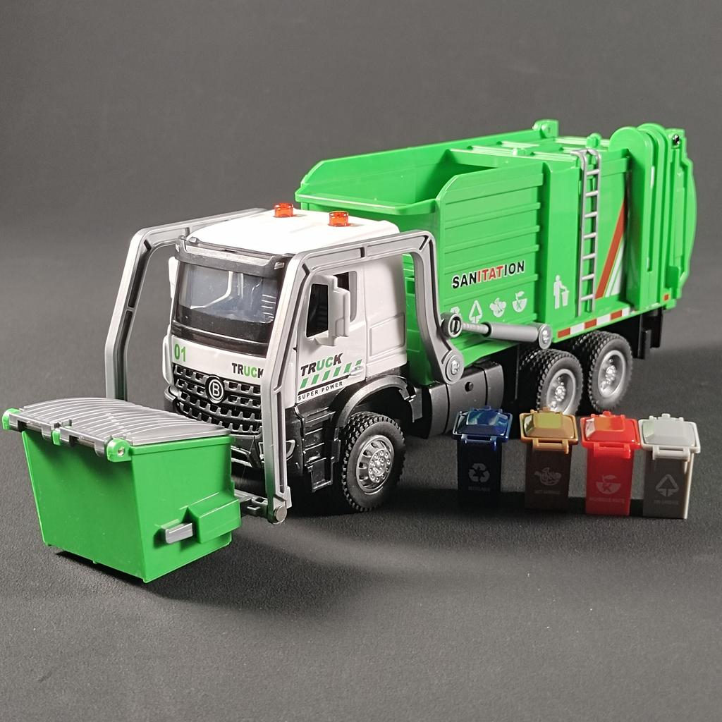 1/35 Urban Sanitation Truck Alloy Car Diecast Metal Model Children's Engineering Vehicle Toys Birthdays Present for Childrens