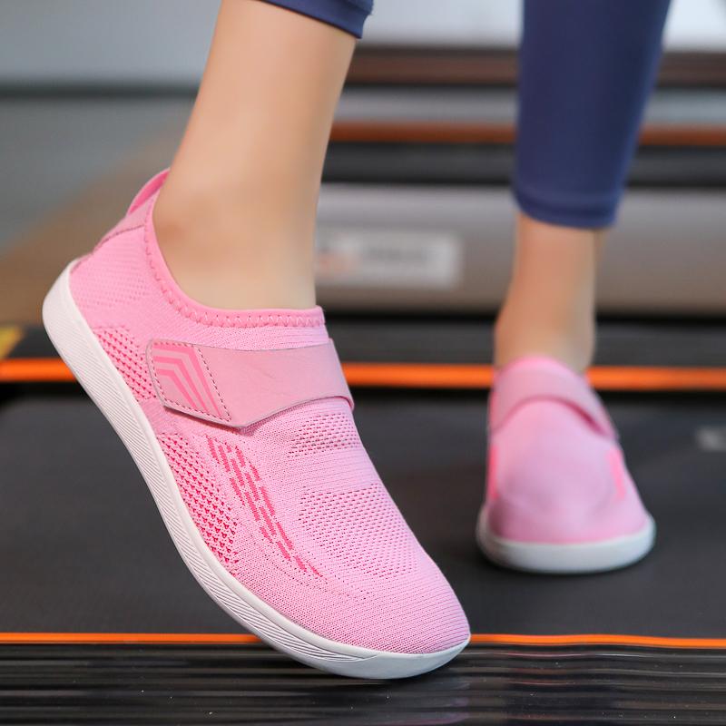 Pohodlné boty na chůzi se širokou špičkou, pletené, lehké, ležérní sportovní boty pro muže a ženy, ploché, elastické, protiskluzové tréninkové tenisky
