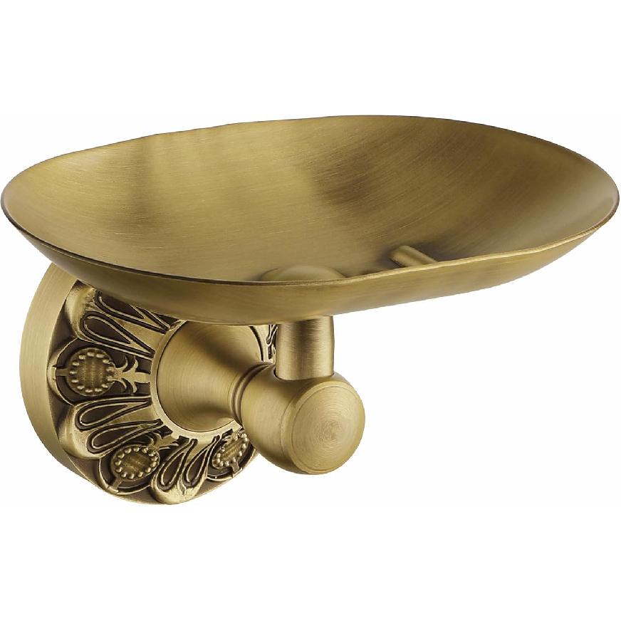 Antique Brass Bathroom Soap Holder, Self Draining Bar Soap Dish Wall Mounted, Oval, Vintage Gold Decorative Bathroom Accessories, Brass Petal-Relief