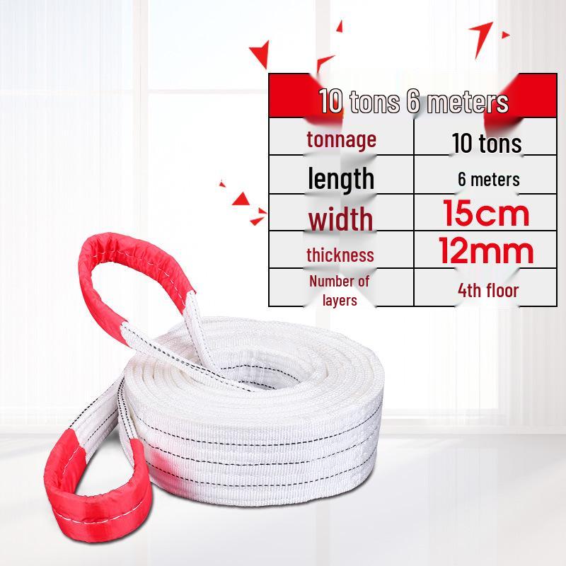 National Standard White Double Eye Lifting Sling, Hoist Crane Sling, 5/3/2 Ton Tow Strap