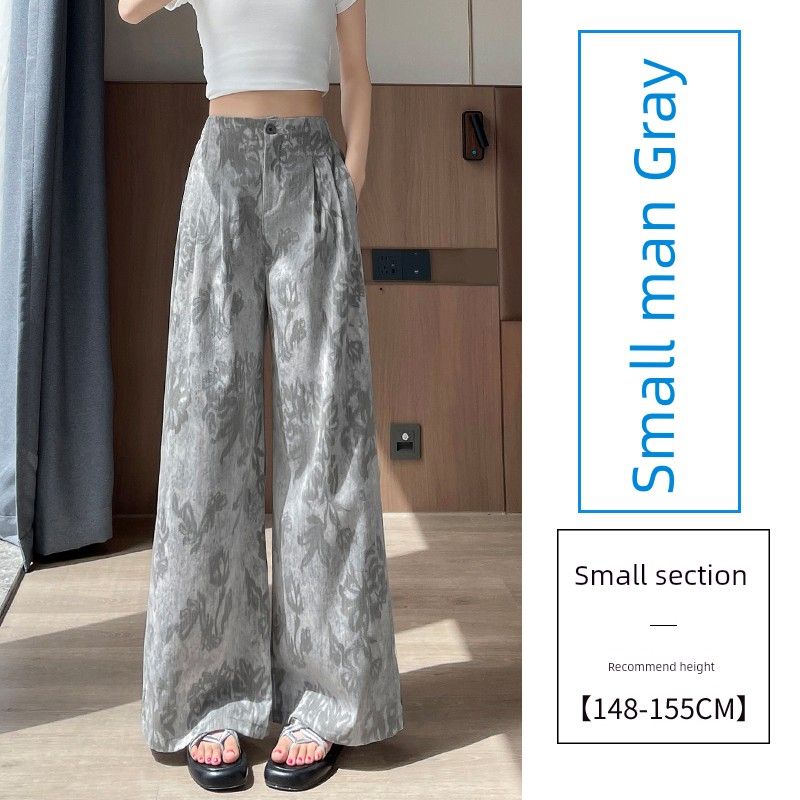 

Серый принт Узкая версия Свободные брюки Ледяной шелк Хлопок Лен Костюм Повседневные брюки С высокой талией Свободные Прямые Девять очков Брюки Ямамото Gray little man S