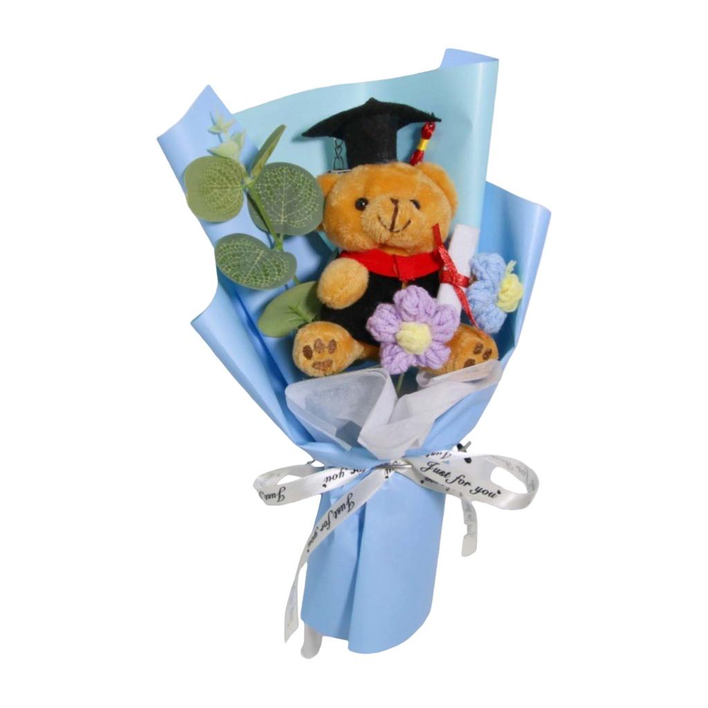 Graduation Cartoon Doll Flowers For Couples And Students Creative Gifts Cartoon Knitted Bouquet Doll