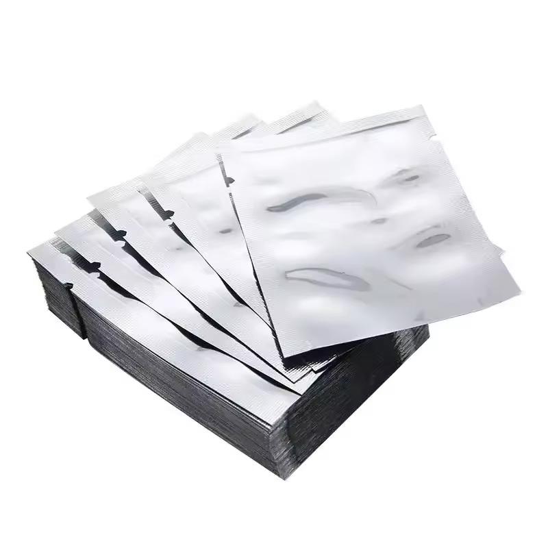 100Pcs Silver Dumb Transparent Bags Heat Seal - Top Open Mylar Foil Bag Matte Surface Plastic Food Package Powder/Sauce Pouch