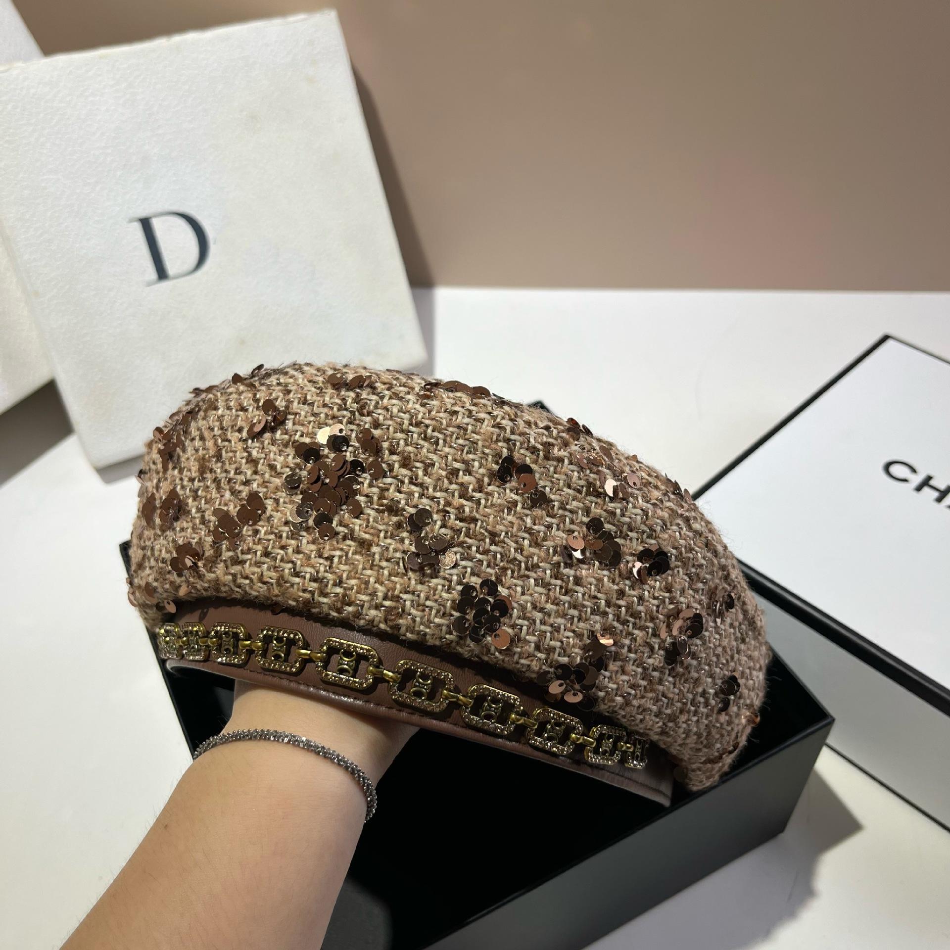 Winter Sequined Rabbit Fur Knitted Hat Women S Light Luxury Plush Mongolian Hat Northern Cold Warm Bald Hat adjustable