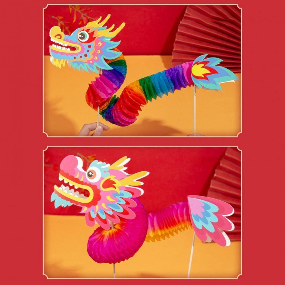 Handmade Kids DIY Dragon Dance Toy Zodiac Chinese Style Paper Dragon Spring Festival