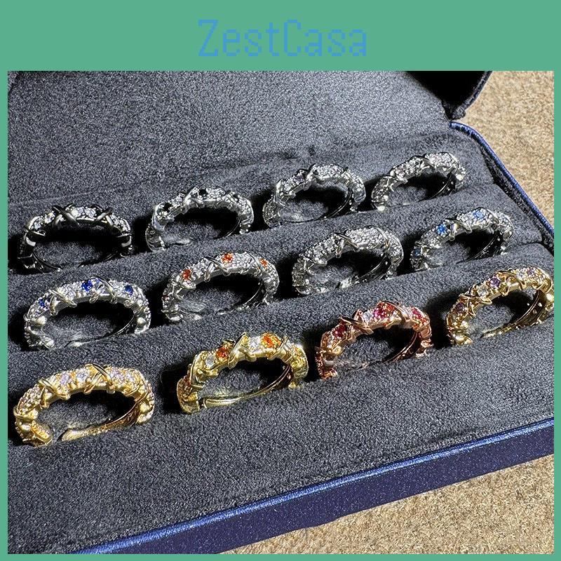 Unique Fashionable Geometric Copper Ring For Women With Dazzling Stones Zirconia