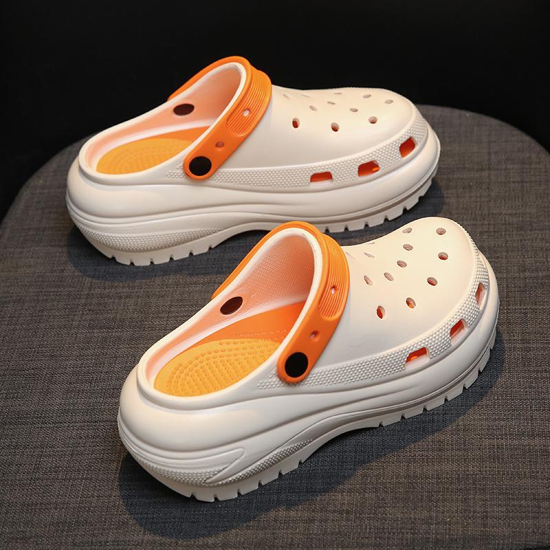 

Женские летние нескользящие полутапочки на толстой подошве: Пляжные сандалии Baotou Hole для увеличения роста 36 оранжевый