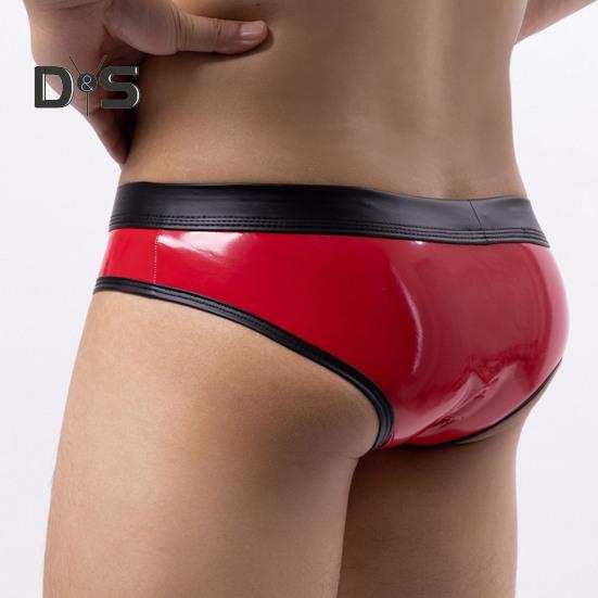 Men Sexy Bikini Briefs Patchwork Color Front Hollow Low Rise Panties U Convex Design Breathable Underpants