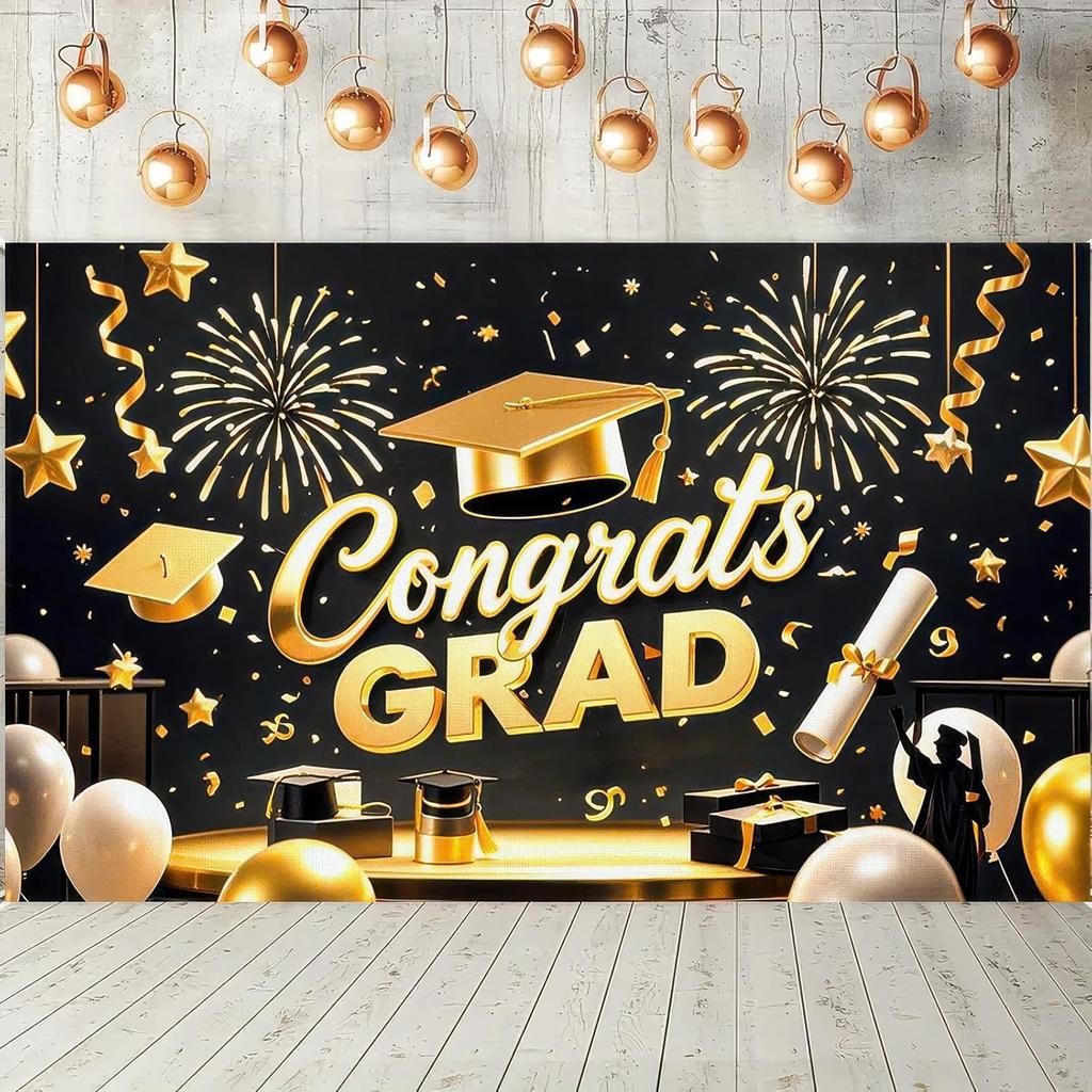 Graduation Banner Backdrop 2025 Graduation Party Decorations Congratulations Graduate Banner 71x43 Inches Outdoor Decor Yard Signs for Celebration