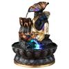 Buddha Tabletop Polyresin Indoor Water Fountain with LED Lights for Home Decor, Decoration Showpiece, and Gifts
