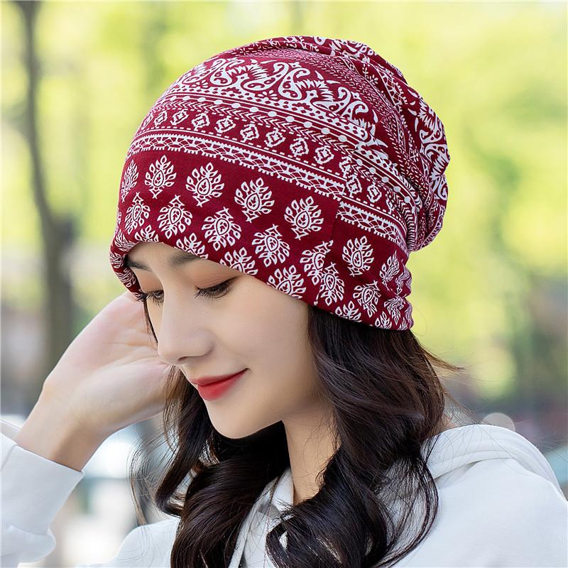Unisex Beanie Scarf 2-in-1 Ethnic Print Knit Hat with Neck Warmer - Windproof Stretchable Cap for Winter -30°C Cold Proof