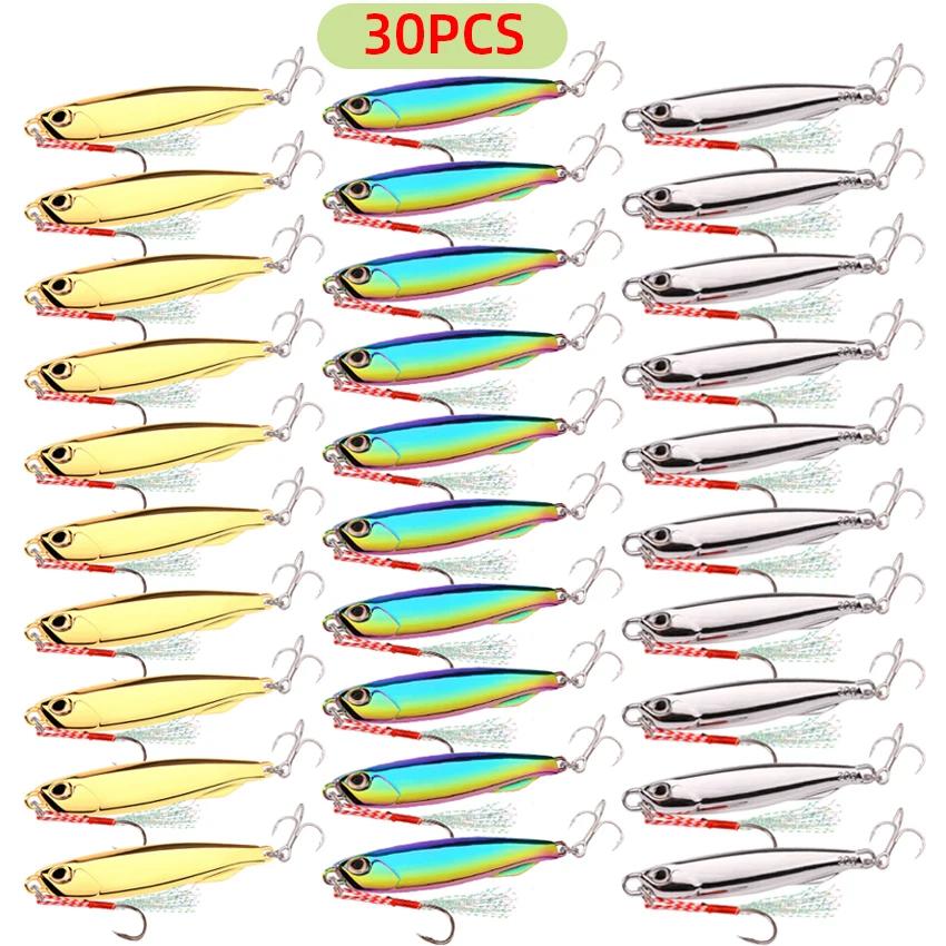 

30 шт. Металлические литые джиг-спиннеры с покрытием 10/20/30 г Береговой кастинг Джиггинг Рыба Морской окунь Рыболовная приманка Искусственная приманка Снасть 10G-5CM