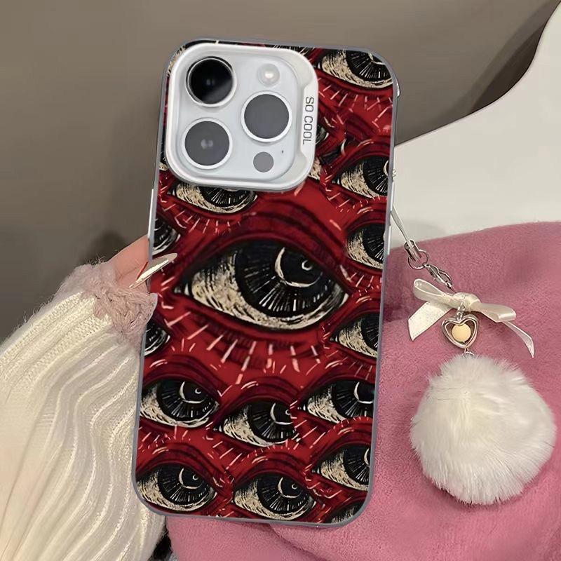 Ürkütücü Korkunç Kırmızı Göz Desenli Yumuşak Telefon Kılıfı iPhone 16 15 14 12 11 13 Pro Max 14Plus 12 13 Mini 7 8 Plus X XS Max XR Arka Kapak