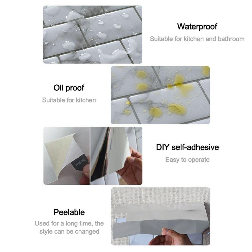 Self-adhesive Backsplash Wall Decals Brick Design Peel and Stick Wallpapers  Home Decoration