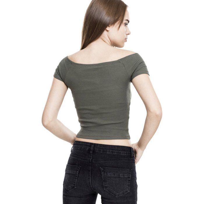Urban Classics Ladies - Off Shoulder Rib Top Sans Bretelles
