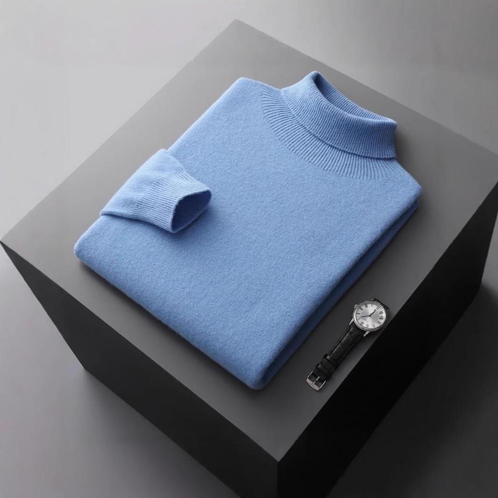 Spring & Autumn Men's Pure Wool Plus Size Knit Sweater - Versatile, Trendy, Lightweight.