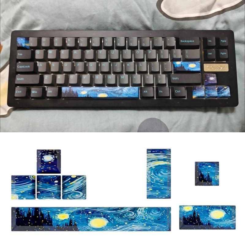 8Pcs DIY Personalizeds Keycaps 5Side Dyes-SUB 6.25u Space Bar Original Profile for Gaming Mechanical Keyboards